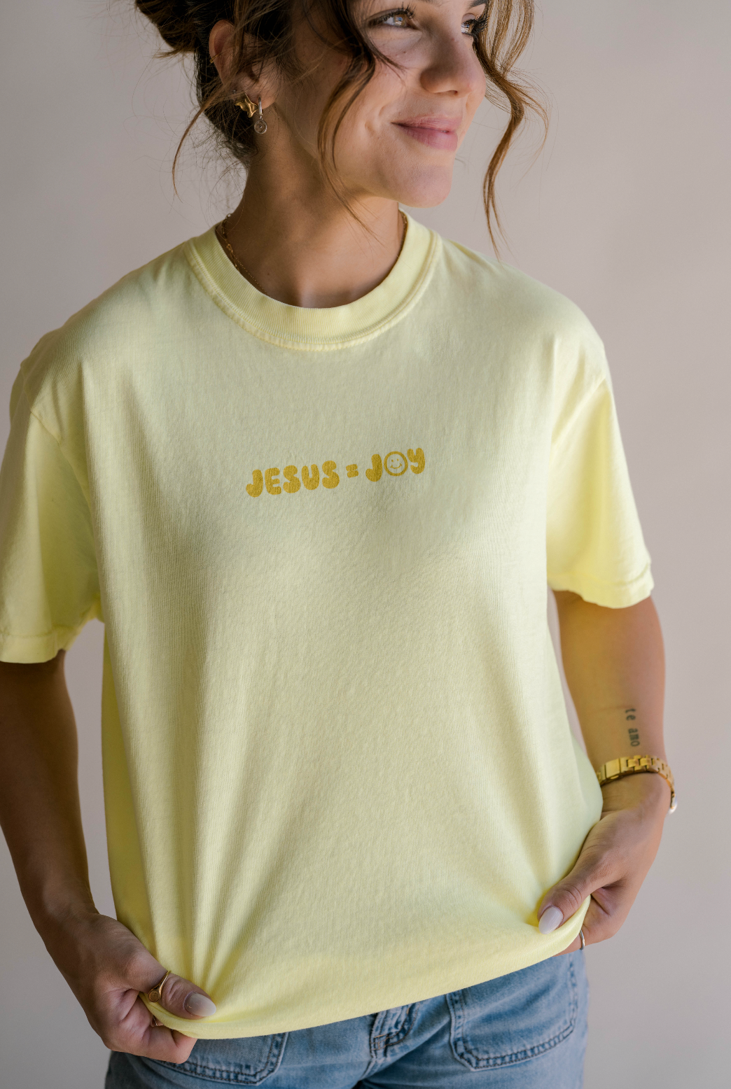 Jesus Is Joy Tee Tee - Neon Yellow