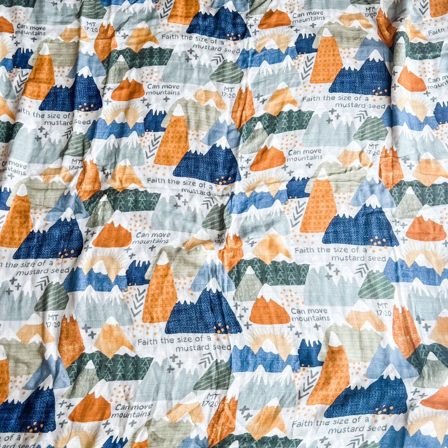 Faith Moves Mountains Luxury Double Sided Muslin Blanket
