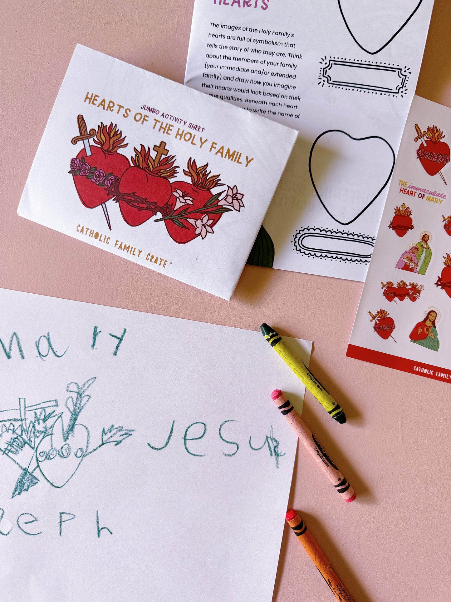 Holy Family Hearts Jumbo Activity Shee Pack of 3