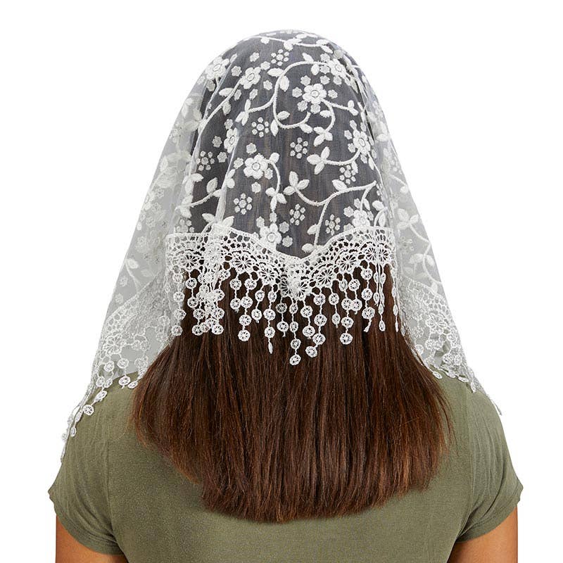 White Chapel Veil W/ Tassels