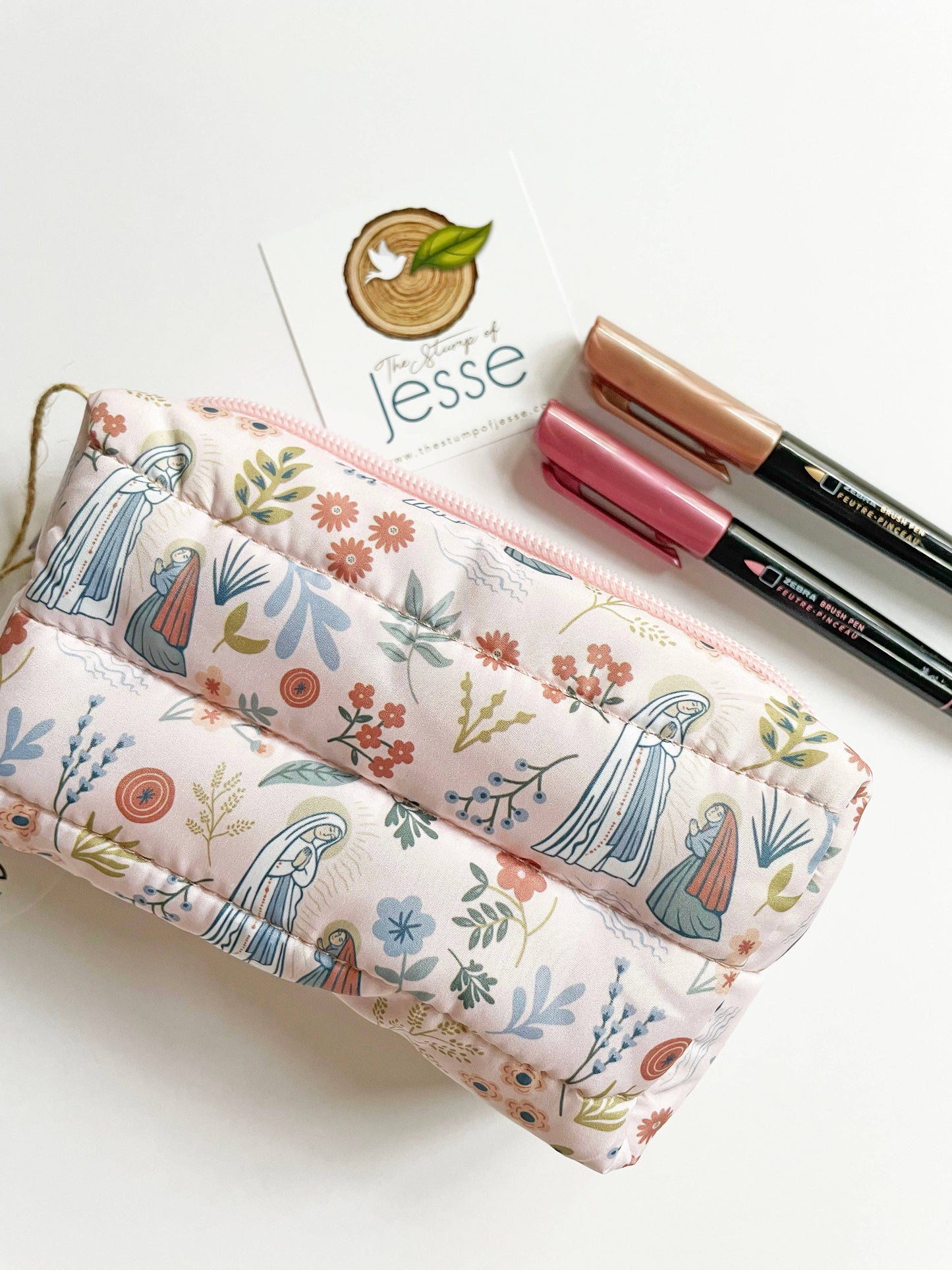 Our Lady of Lourdes lightweight waterproof puffer pouch