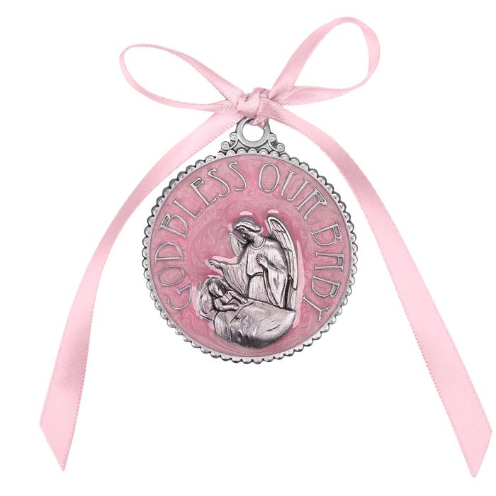 Pink Epoxied Crib Medal, Boxed-P65