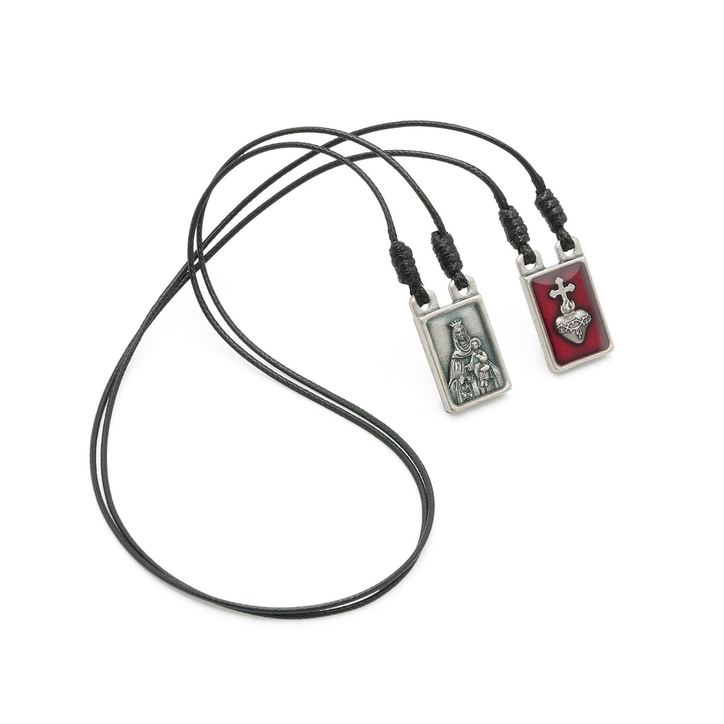 Scapular - Sacred Heart + Lady Mt. Carmel Antq. Slvr. Metal