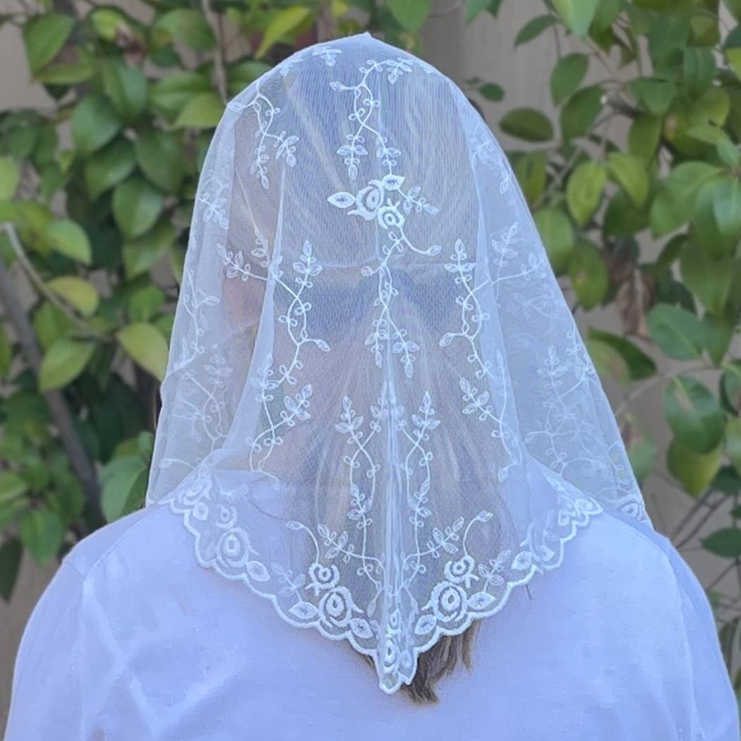 St. Teresa of Avila Chapel Veil WHITE (52" x 20")