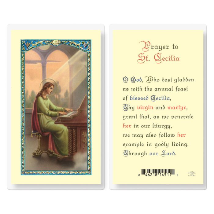 St. Cecilia Laminated Prayer Card