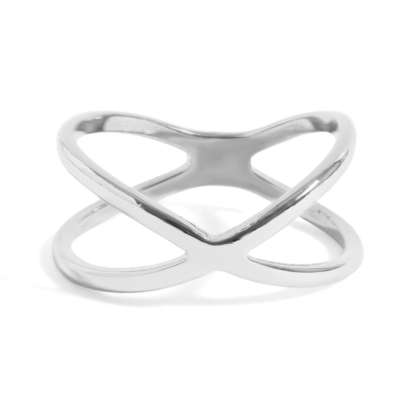 18K Gold PVD Stainless Steel Atomic X Geometric Ring