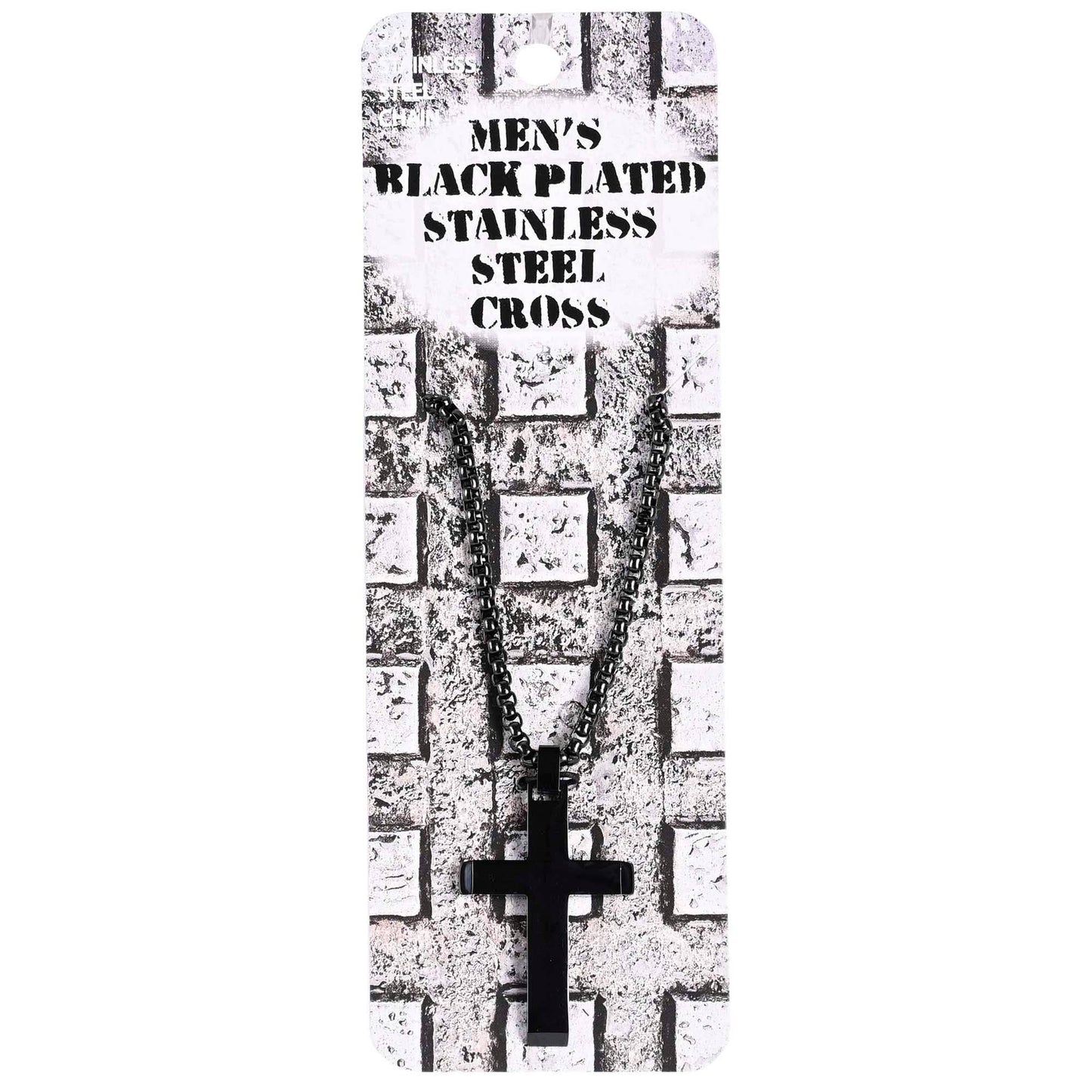Necklace Black Slant Cross 24In Chain