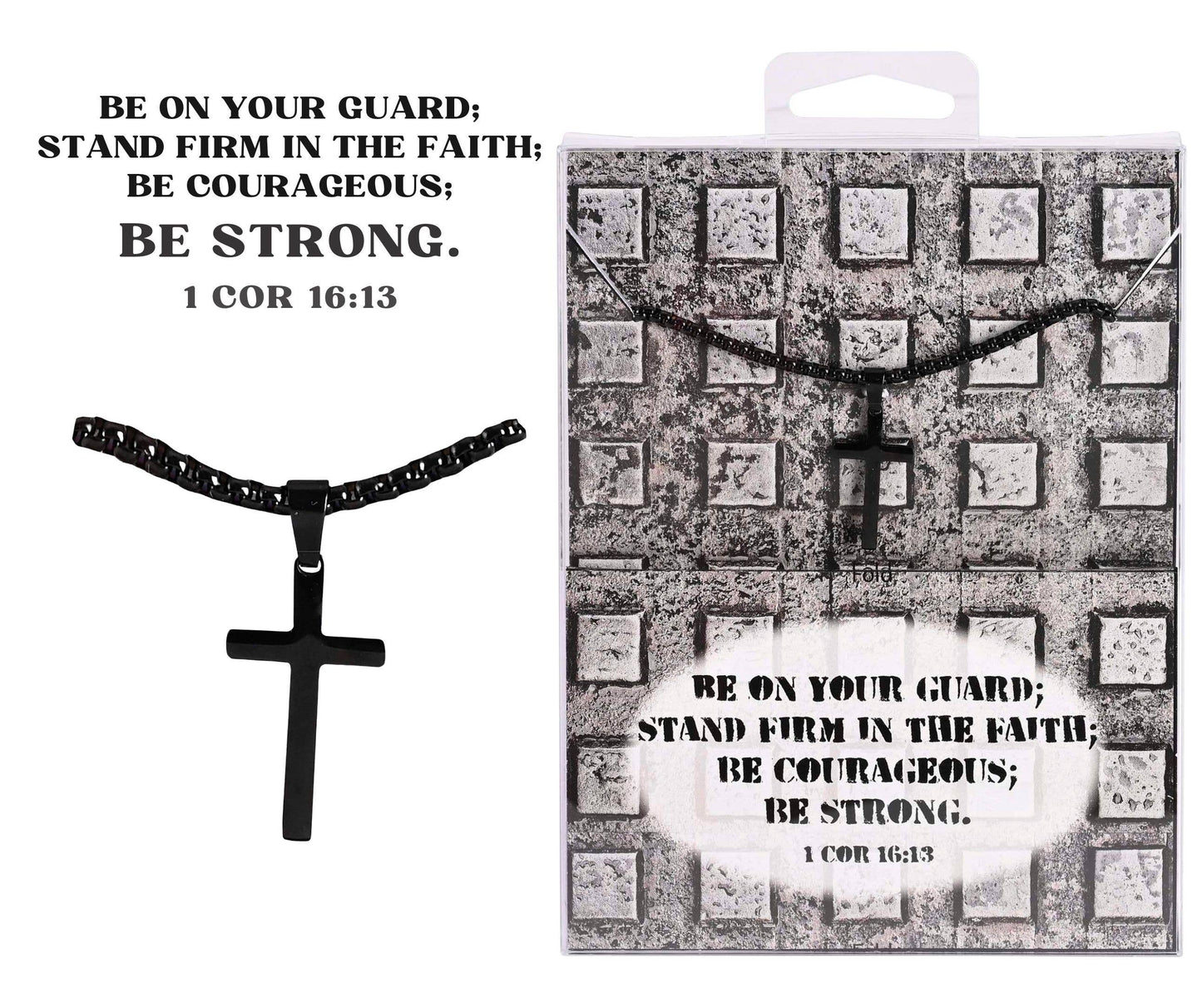 Necklace Black Cross 24In Chain