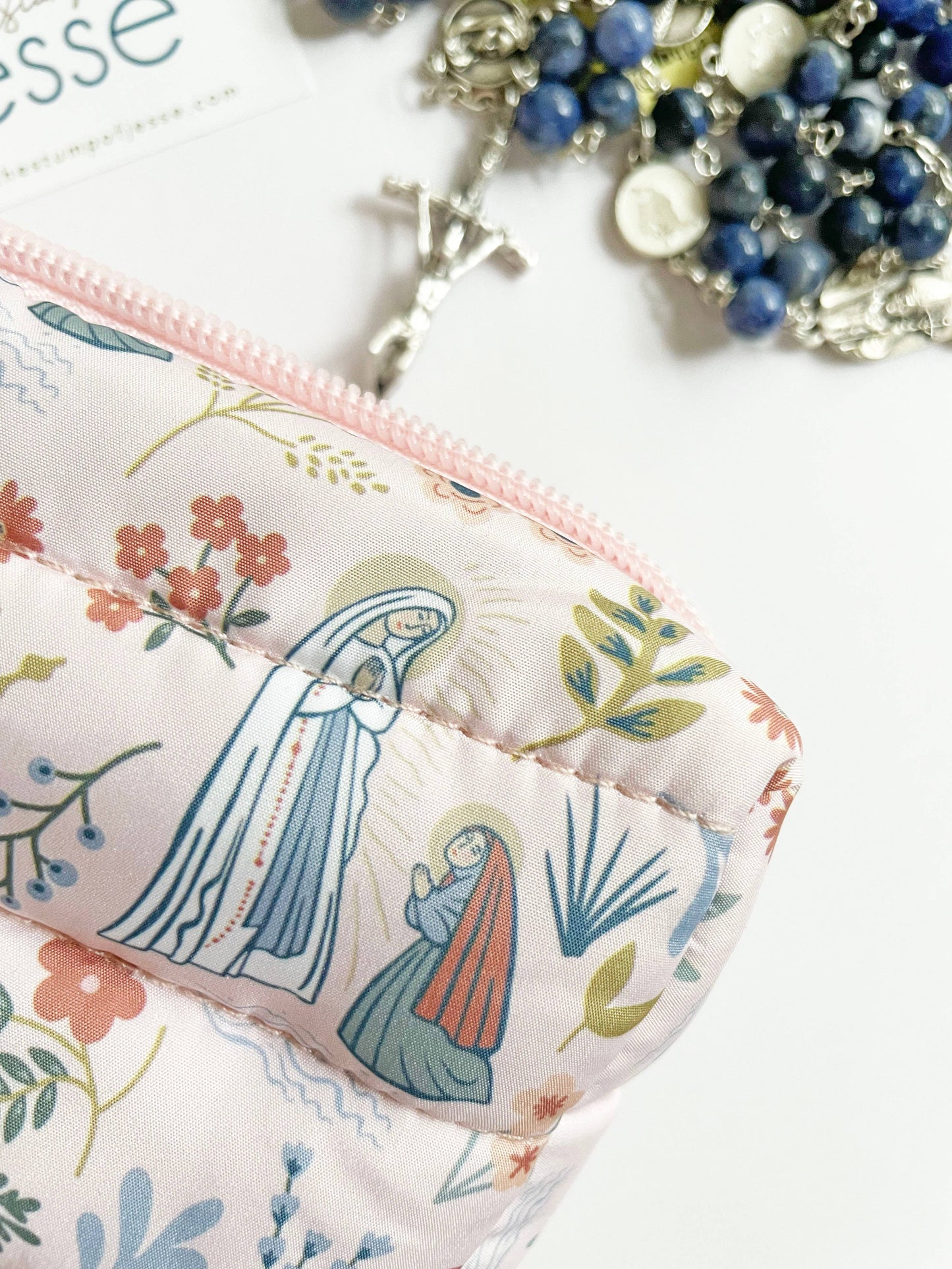 Our Lady of Lourdes lightweight waterproof puffer pouch