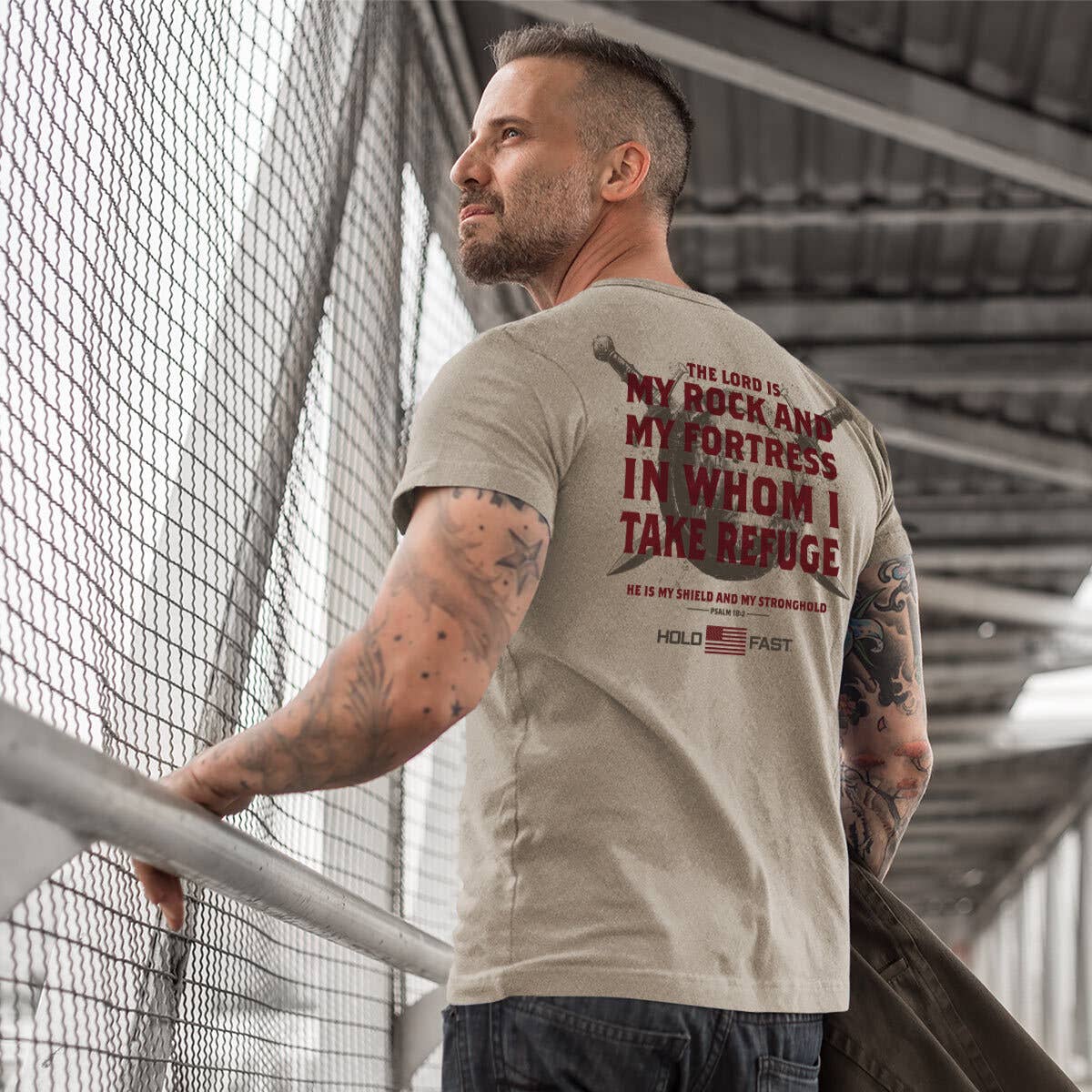 HOLD FAST Mens T-Shirt Fortress Shield