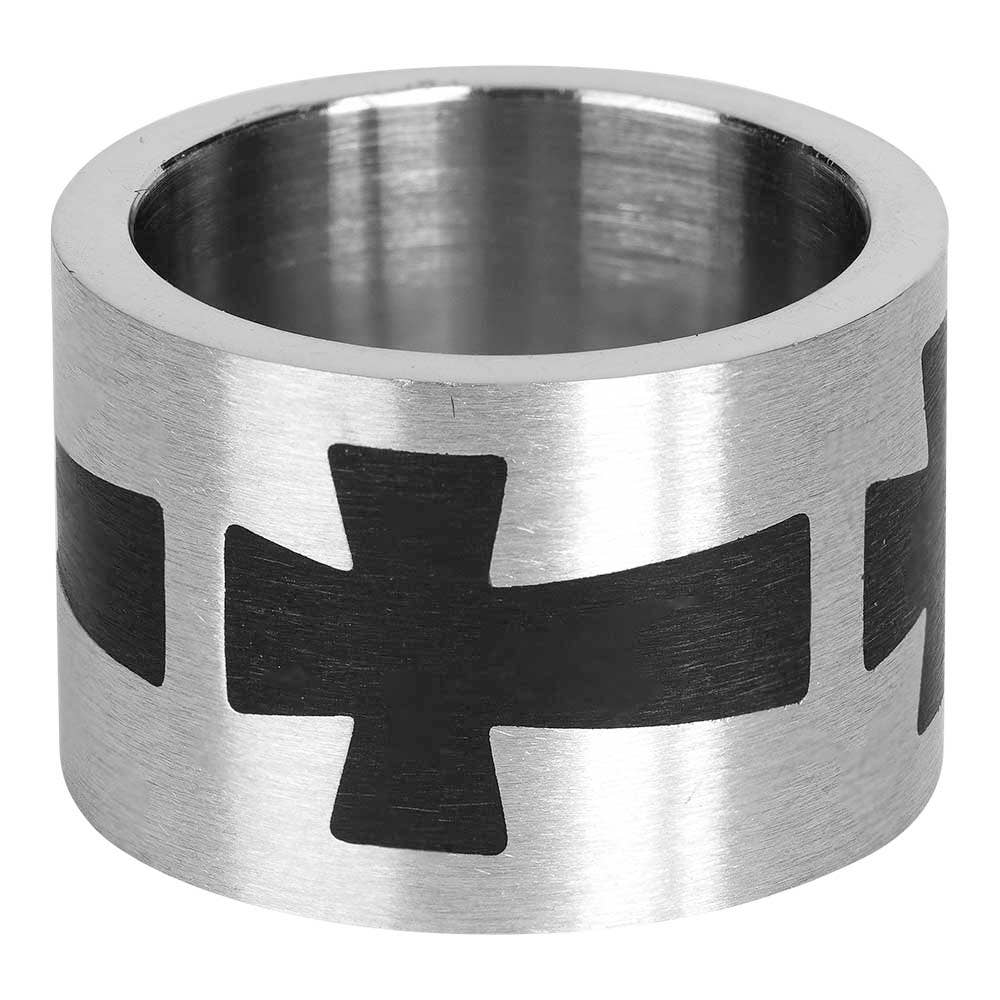 Stainless Black Horizontal Cross Ring Size 9