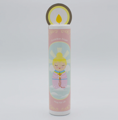 Guardian Angel Wooden Prayer Candle