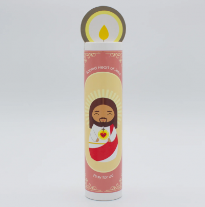 Sacred Heart of Jesus Wooden Prayer Candle