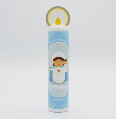 Our Lady of the Rosary (Hail Mary) Wooden Prayer Candle