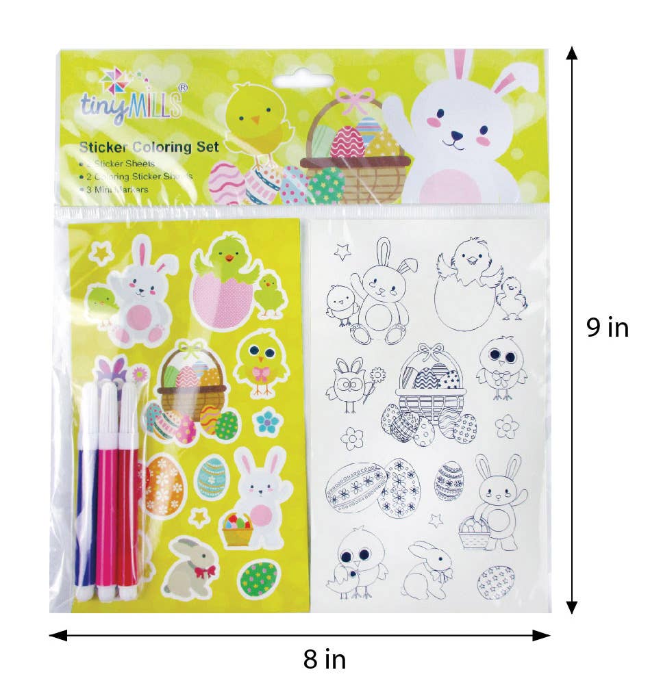 Easter Color-in Sticker Set with Markers, 12 Pack