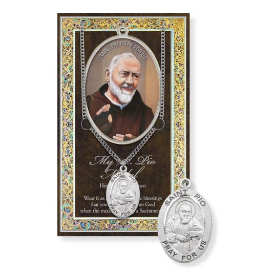 Picture Folder w/ Medal and Chain St. Padre Pio