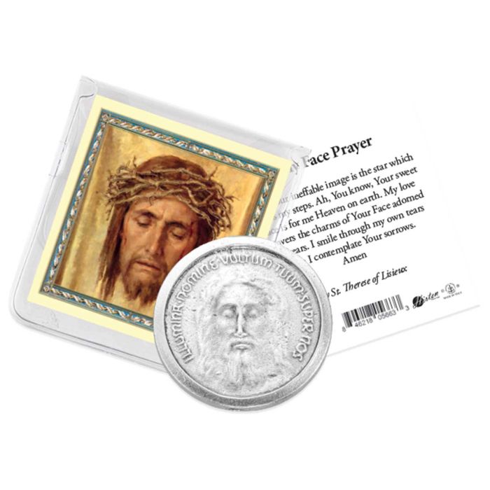 Holy Face Pocket Coin with a Holy Card in a Clear Pouch-P65