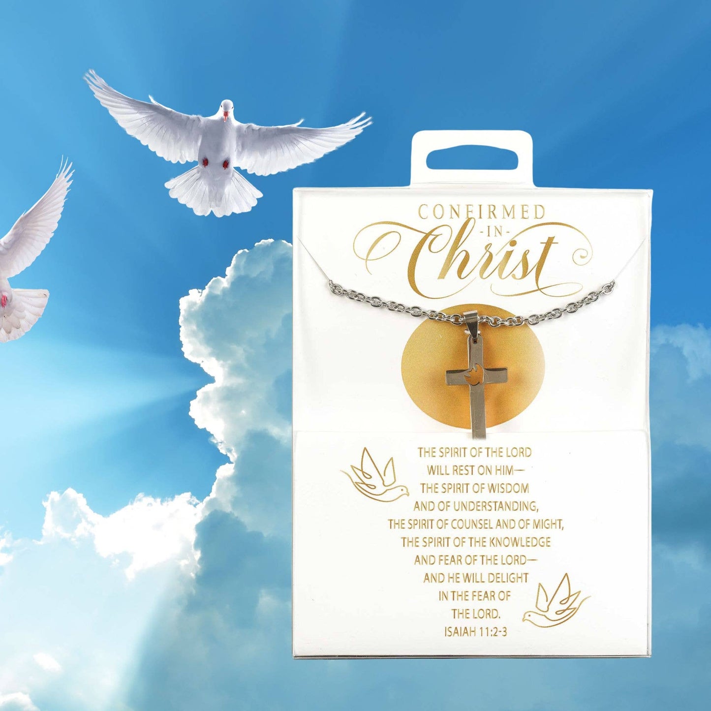 CONFIRMATION CROSS/DOVE STAINLESS STEEL