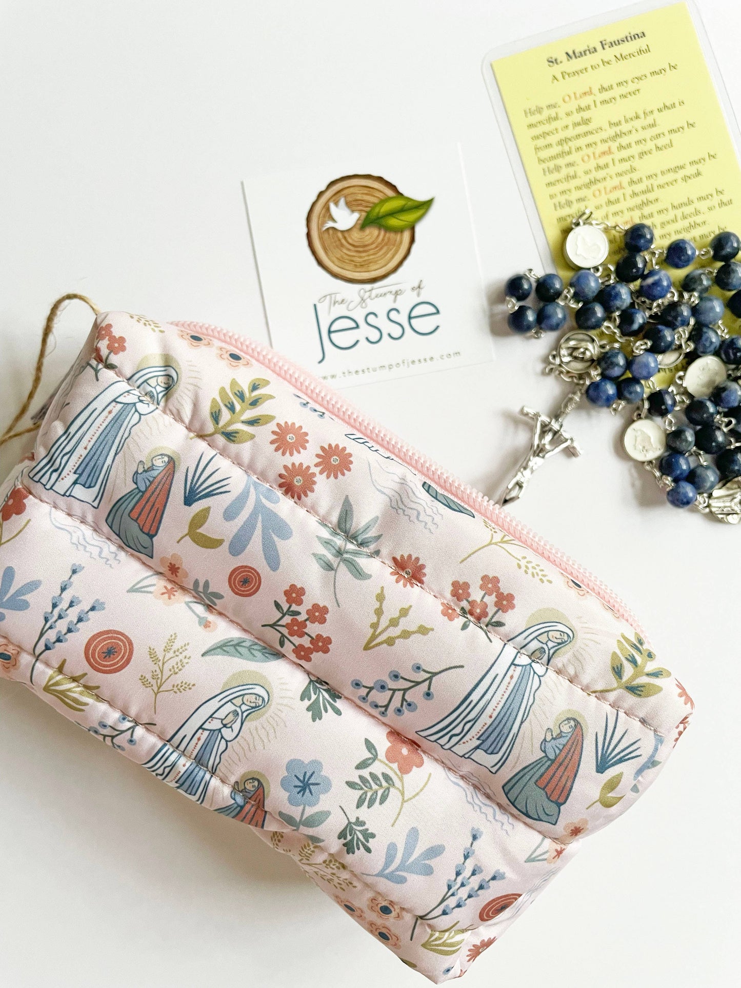 Our Lady of Lourdes lightweight waterproof puffer pouch