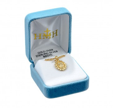 Gold Over Sterling Silver Oval Miraculous Medal