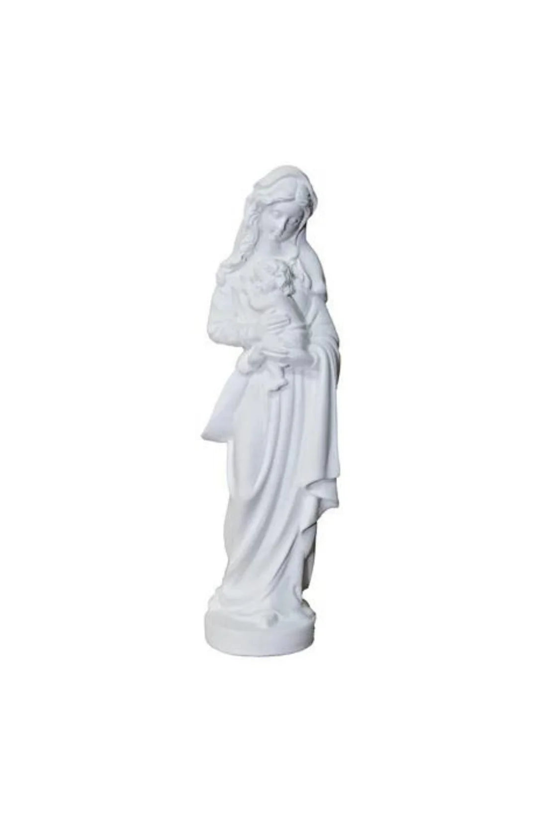 Madonna & Child in simple white alabaster & resin 6.25"