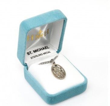 St. Michael Oval Sterling Silver Medal