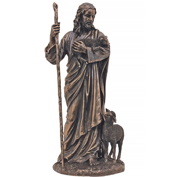 The Good Shepherd statue in cold cast bronze 11.5"