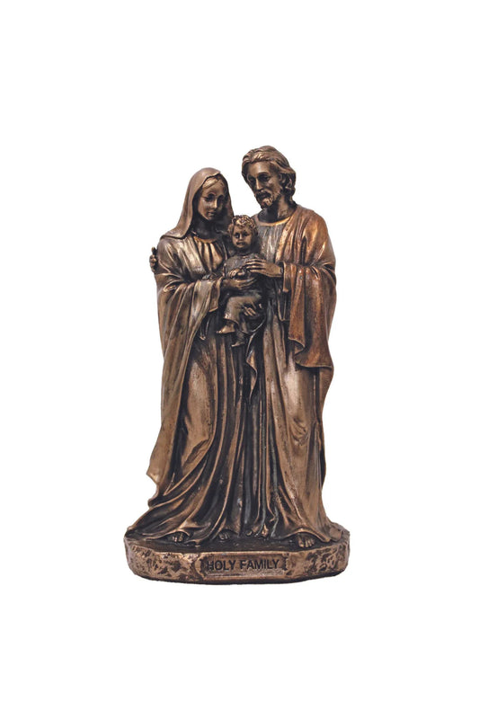 Holy Family in lightly hand-painted cold cast bronze 3.5"