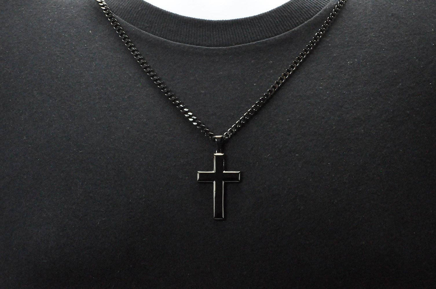 Men's Black S.Steel Cross Pendant