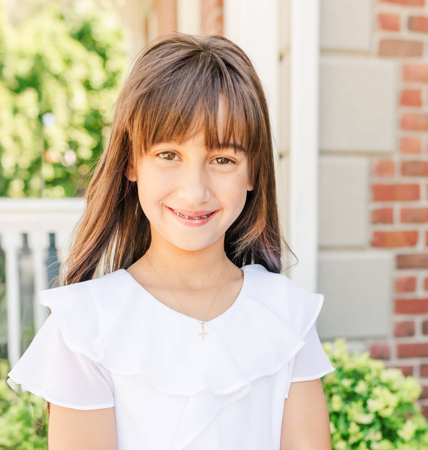 14K Gold-Plated Kids Open Cross Necklace