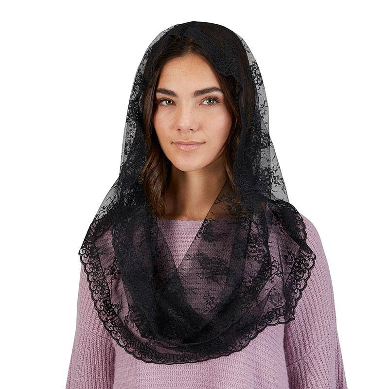 Blck Lace Infinity Chapel Veil