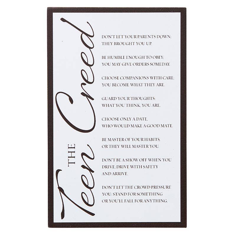 Teen Creed Prayer Plaque