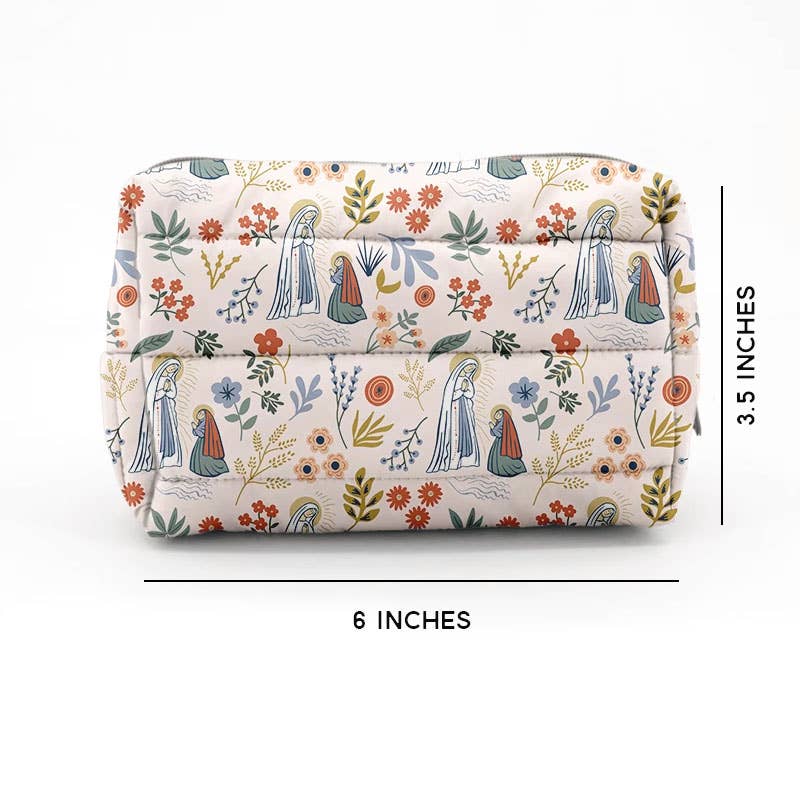 Our Lady of Lourdes lightweight waterproof puffer pouch