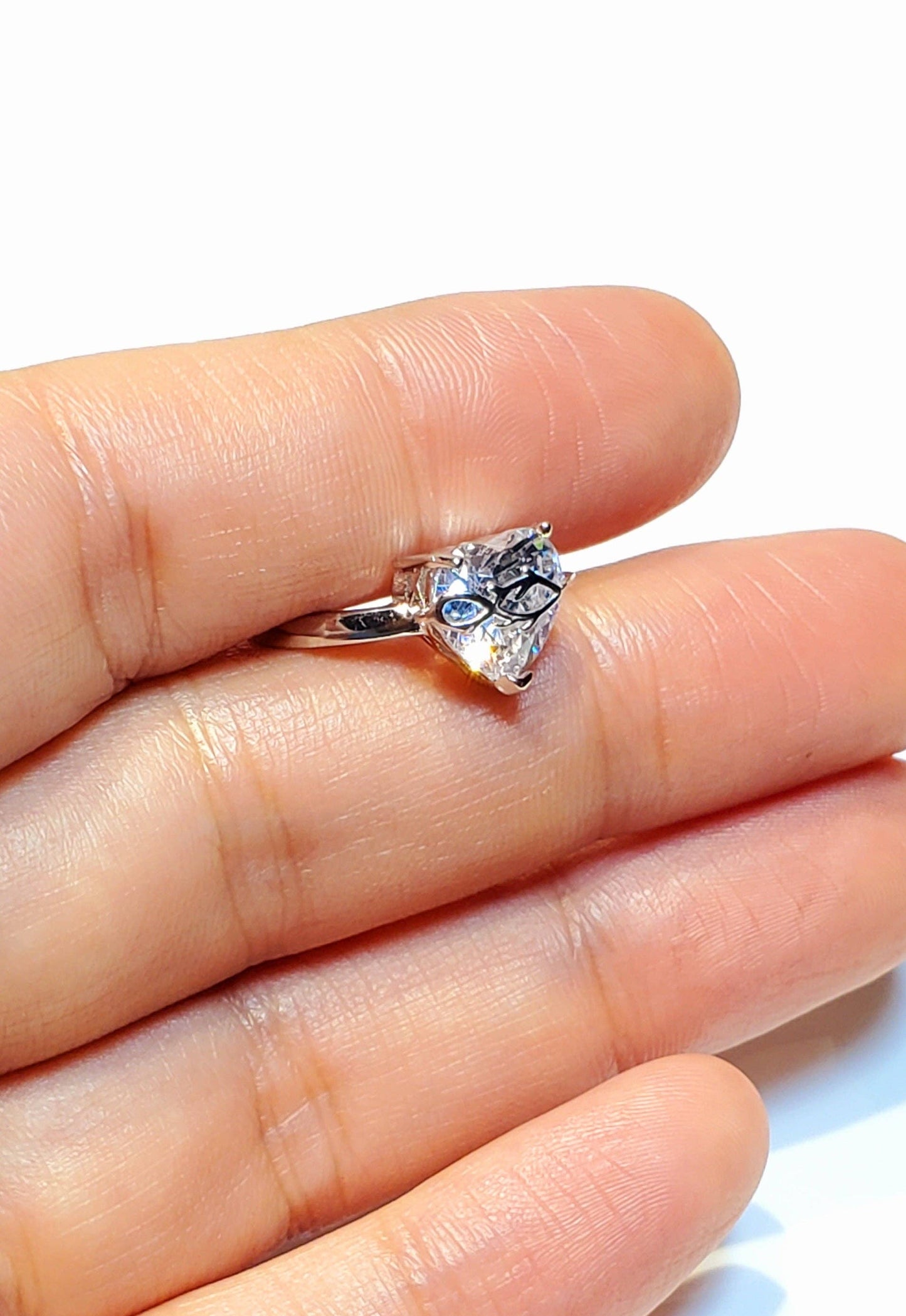 Adjustable White Sacred Heart Ring