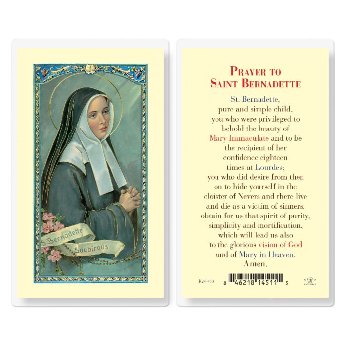 St. Bernadette Laminated Prayer Card