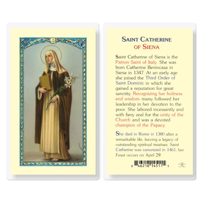 St. Catherine of Siena Laminated Prayer Card