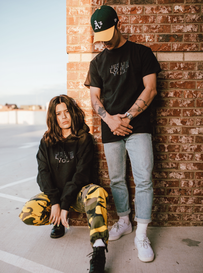3-D Puff Print Black Hoodie