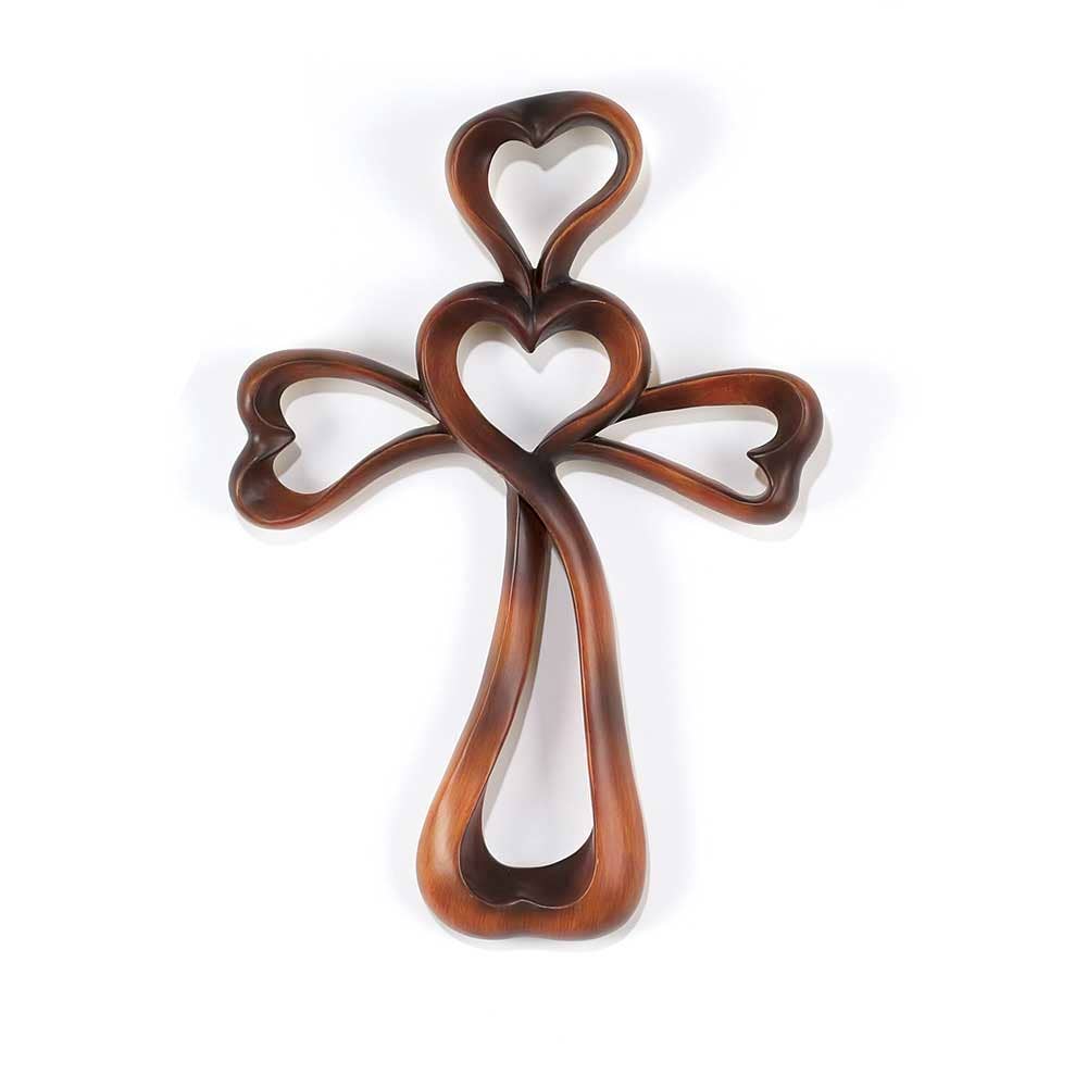 Brown Heart Shape Wall Cross