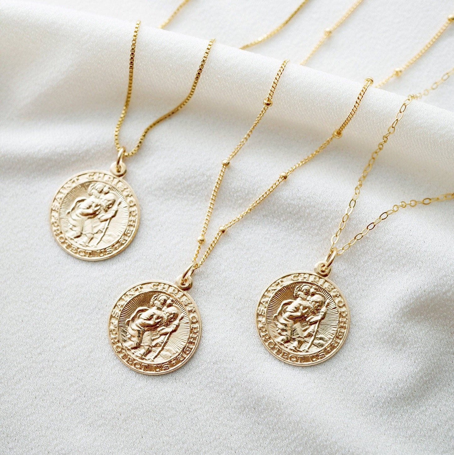 St Christopher Traveler 14K Gold Fill Coin Necklace