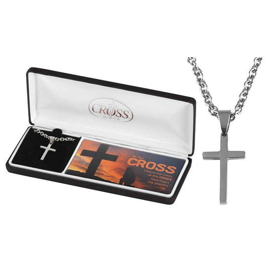 At The Cross Stainless Steel Necklace 24" Chain