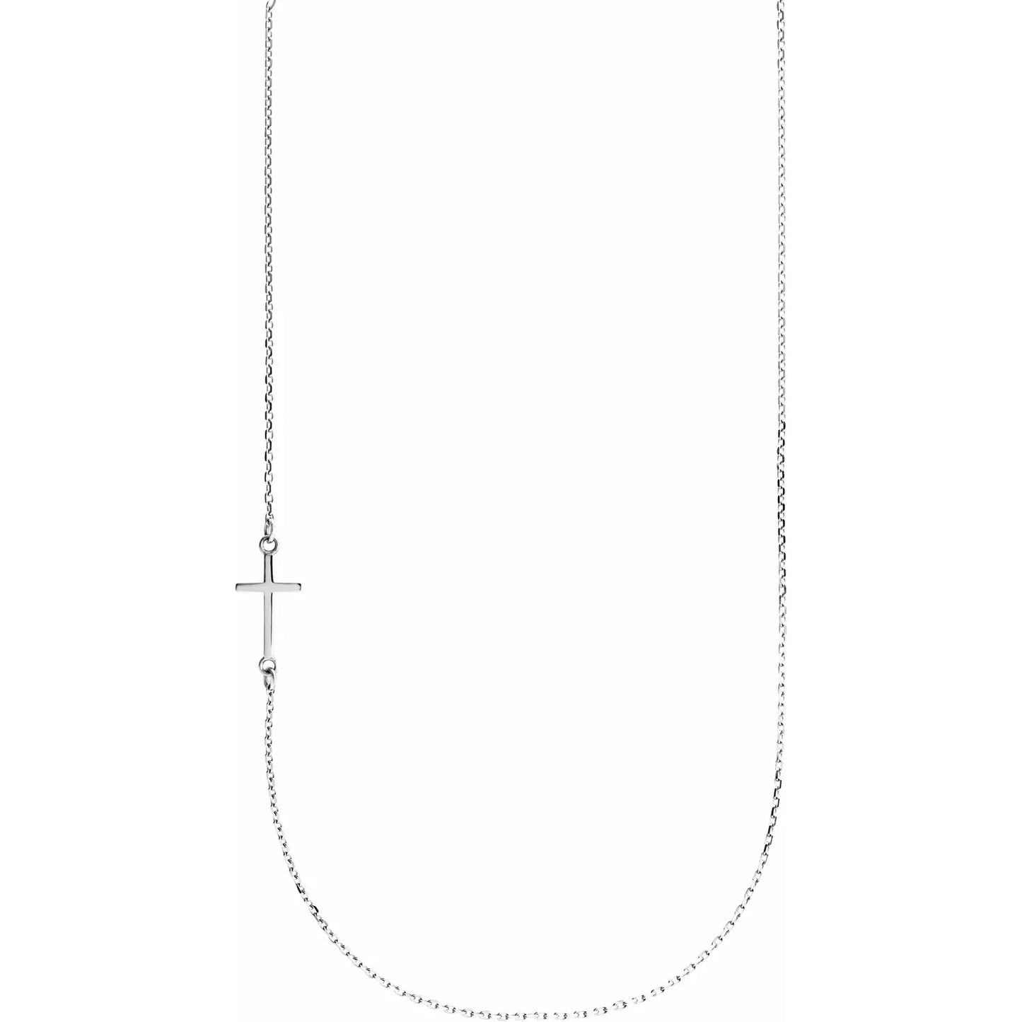 Off Center Sterling Silver Cross Necklace