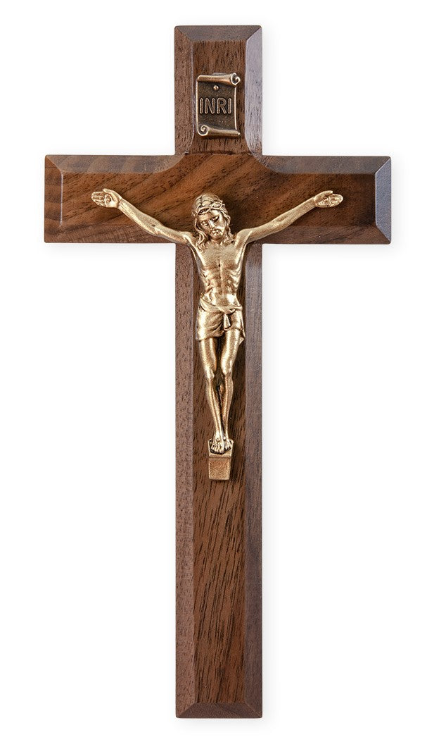 Walnut Cross with Gold Corpus 7"