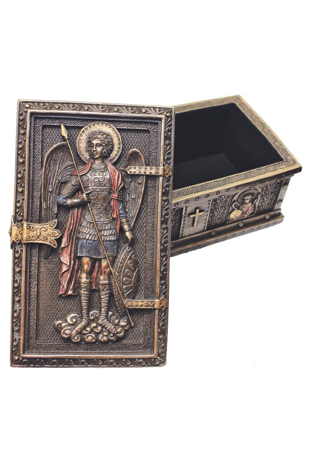 St. Michael Box in Cold Cast Bronze 3x5x2"