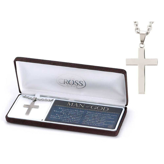 Man of God Necklace Box Cross Stainless Steel