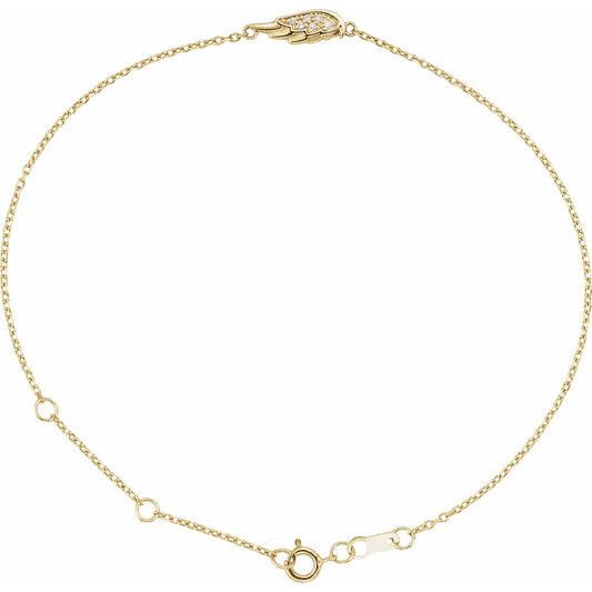 14K Yellow .015 CTW Diamond Angel Wing Bracelet