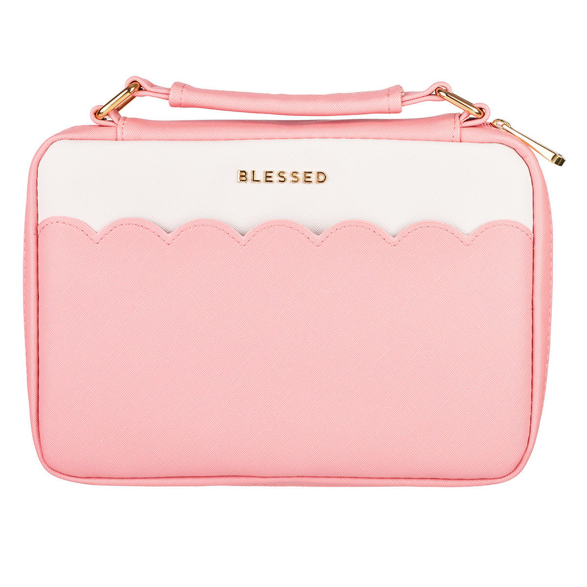 Blessed Pink Scalloped Faux Leather Bible Cover