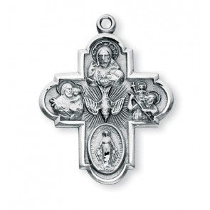 Sterling Silver Large 4-Way Medal with Chain – St. George