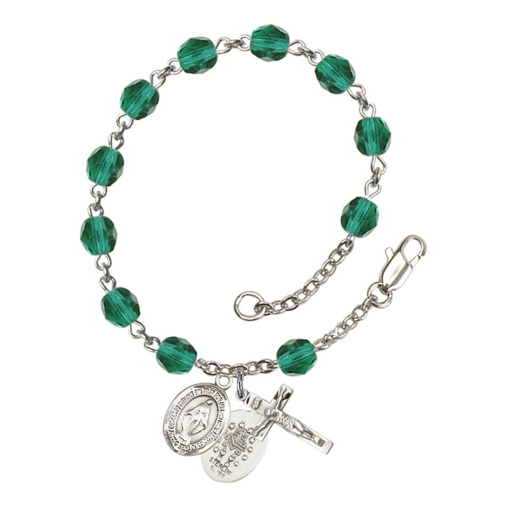 Miraculous Teal December Rosary Bracelet 6mm