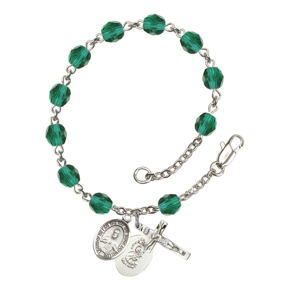 Scapular Teal December Rosary Bracelet 6mm