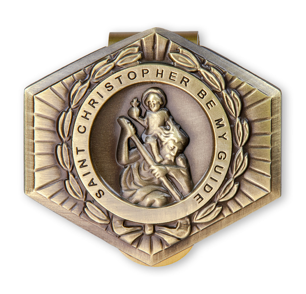 St. Christopher Brass Visor Clip